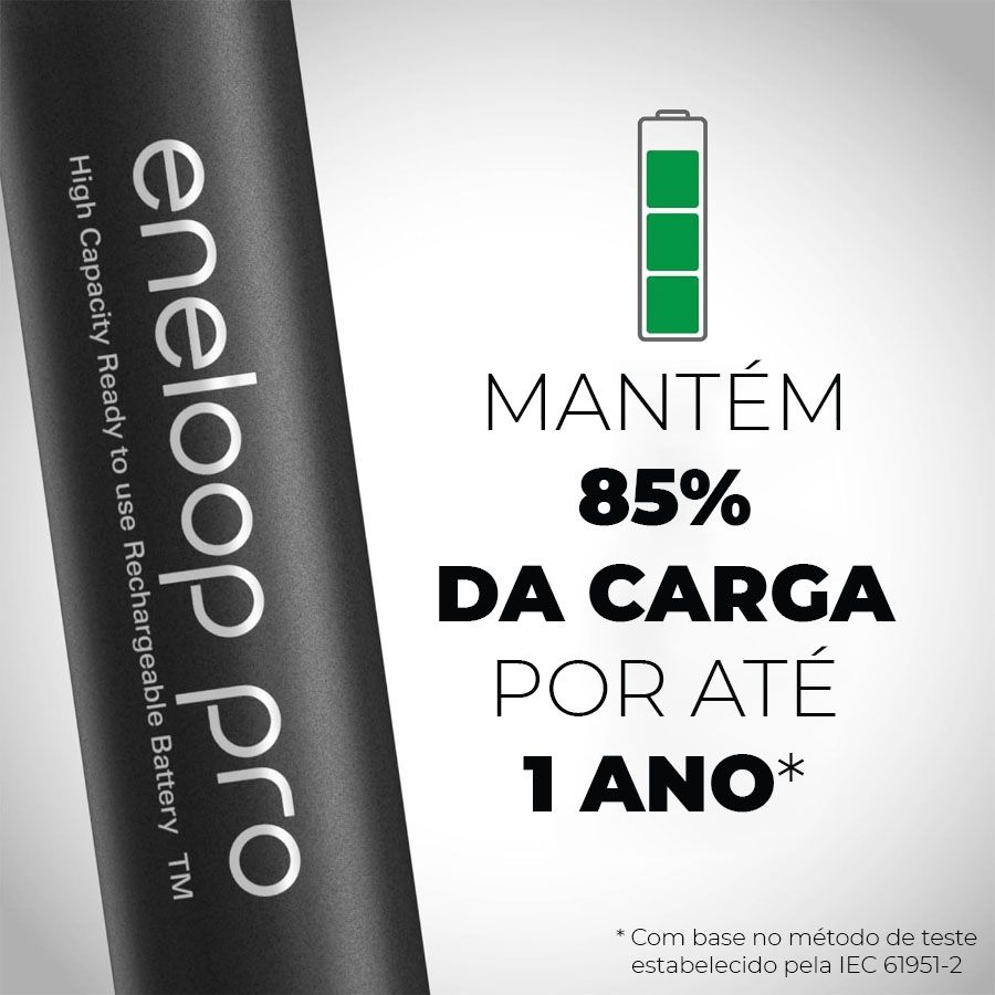 Carregador de pilhas Panasonic eneloop pro com 4 pilhas AA 2600mAh (K-KJ17KHCA4)