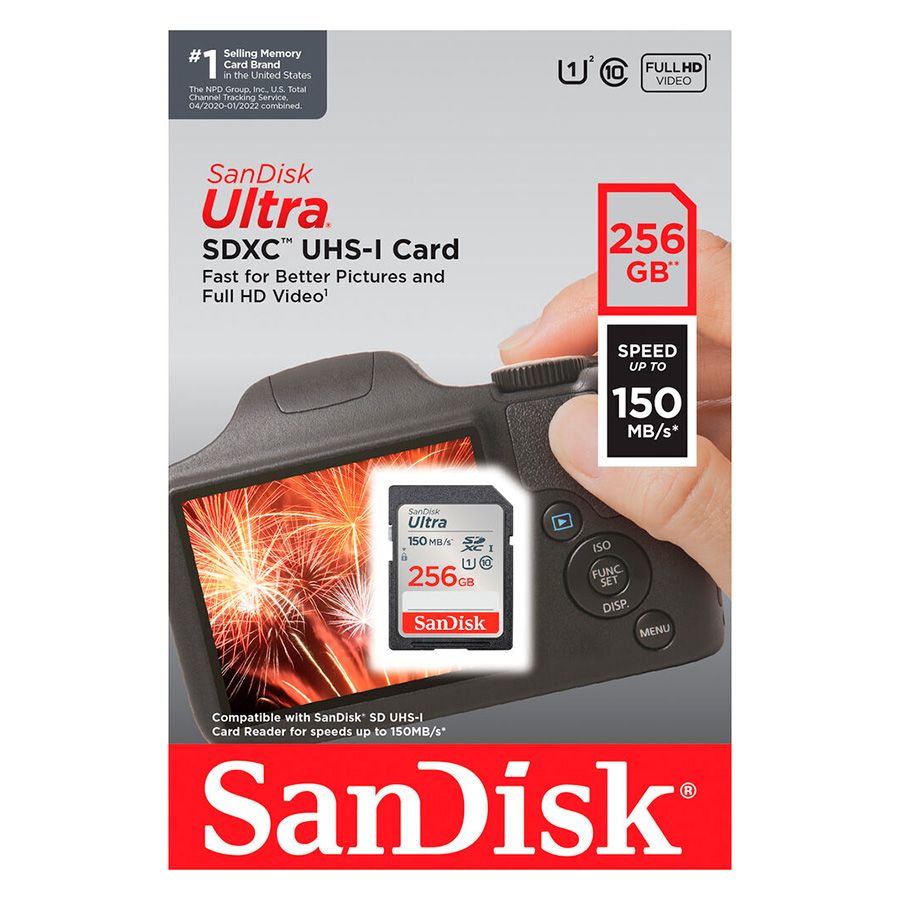 Cartão SDXC Sandisk Ultra UHS-I 256GB - 150MB/s