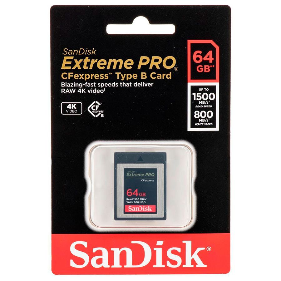 Cartão CFexpress Tipo B SanDisk Extreme PRO 64GB - 1500MB/s