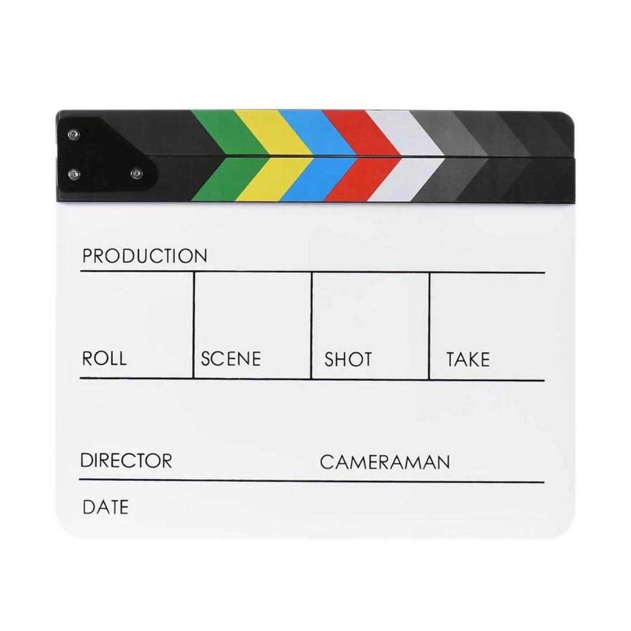 Claquete profissional Greika B/C branca com barra colorida