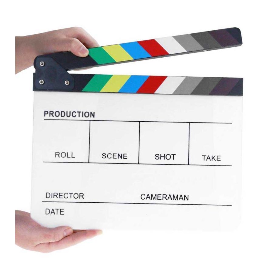 Claquete profissional Greika B/C branca com barra colorida