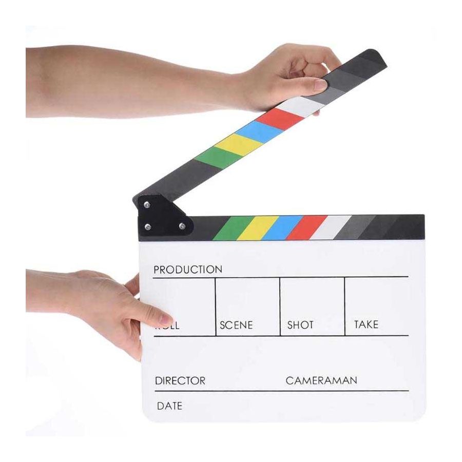 Claquete profissional Greika B/C branca com barra colorida