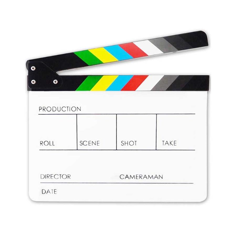 Claquete profissional Greika B/C branca com barra colorida