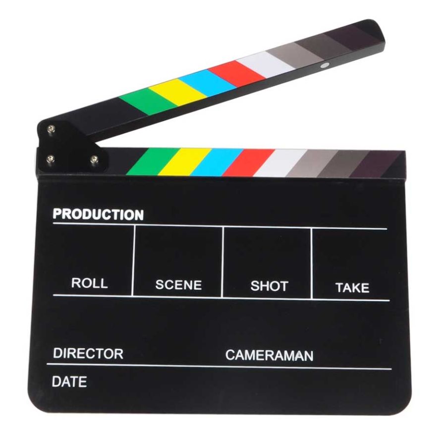 Claquete profissional Greika P/C preta com barra colorida