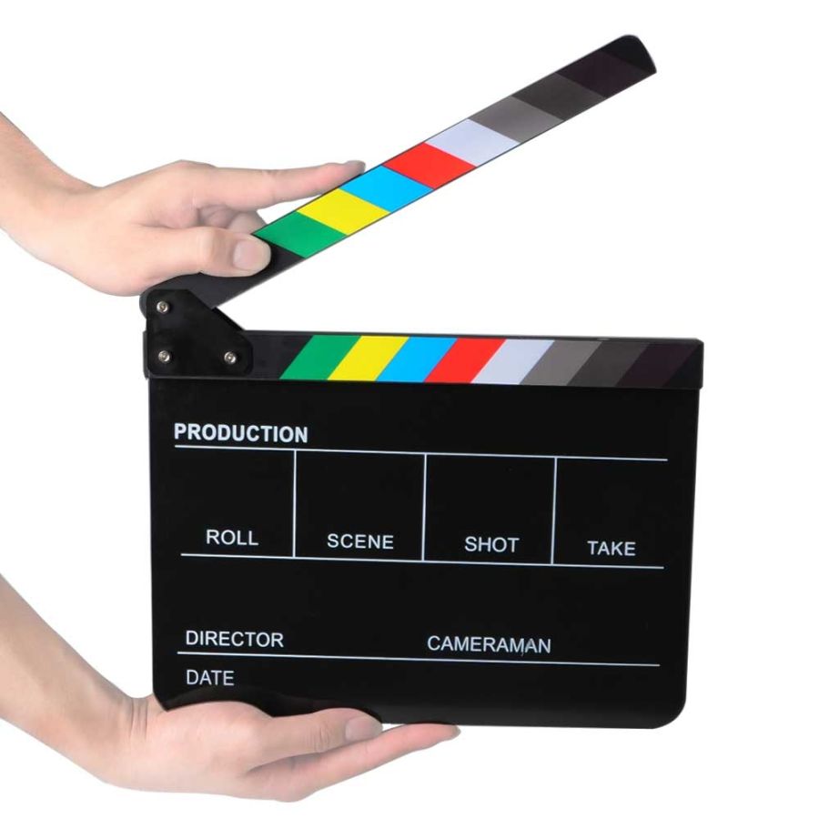 Claquete profissional Greika P/C preta com barra colorida