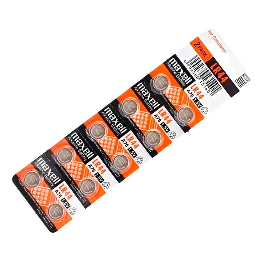 Pilha alcalina Maxell LR44 1.5V - cartela com 10 unidades