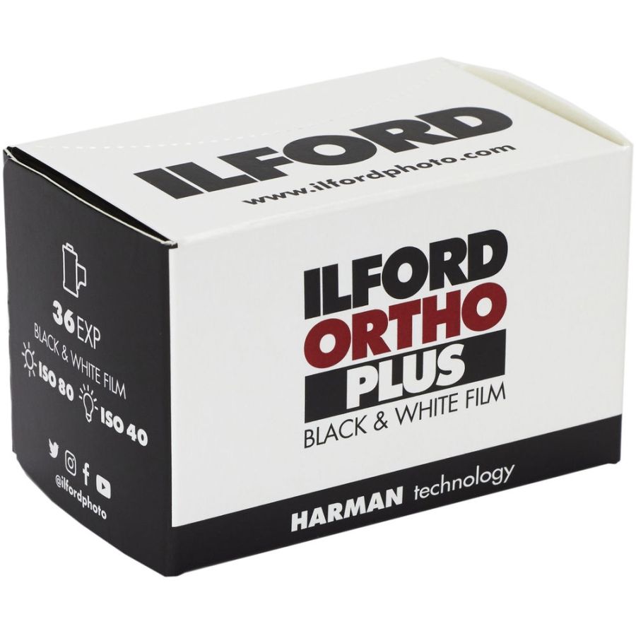 Filme fotográfico 35mm Ilford ORTHO Plus ISO 80 Preto e Branco 36 poses
