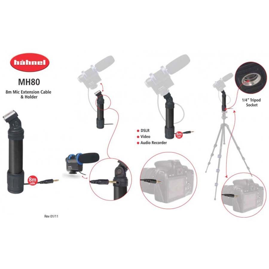 Suporte para microfone Hähnel MH80 com cabo extensor de 8 metros