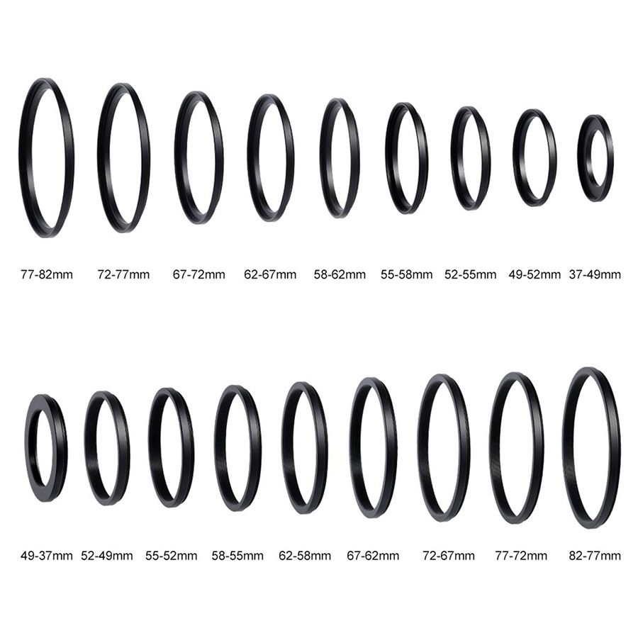 Kit universal de anéis adaptadores K&F Concept (Step Up + Step Down) 37-82 para filtro de lente (18 peças)