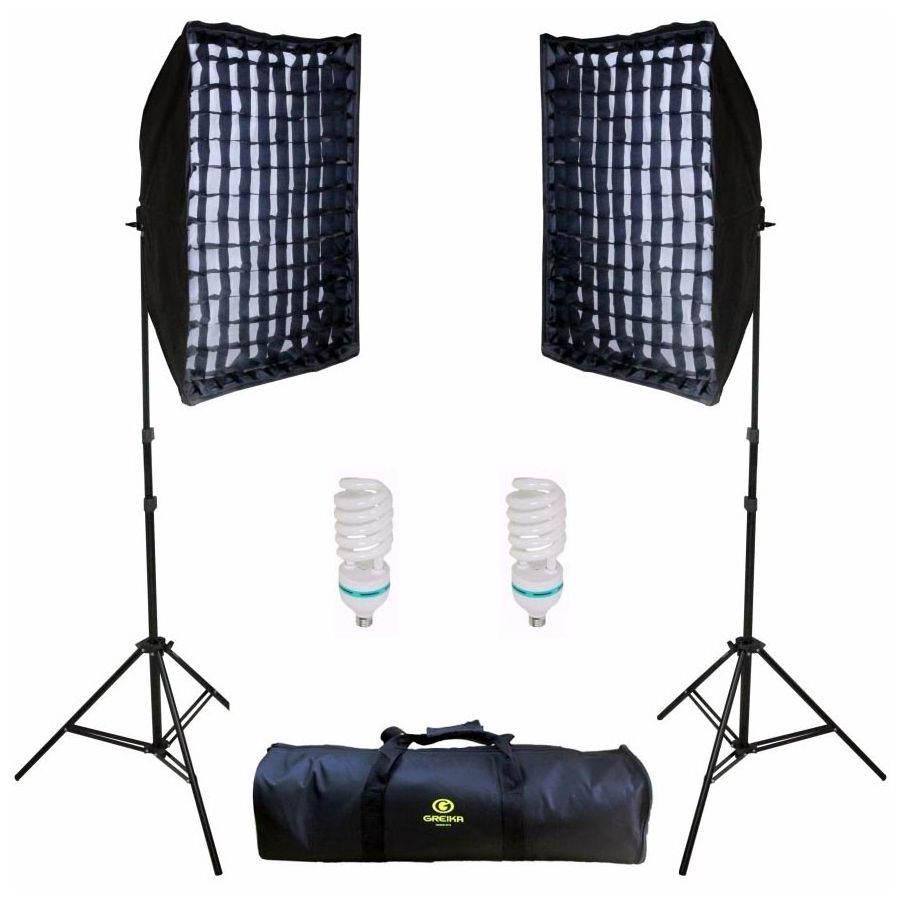 Kit de Iluminação contínua Greika AGATA II com grade e 2 lâmpadas (220V)