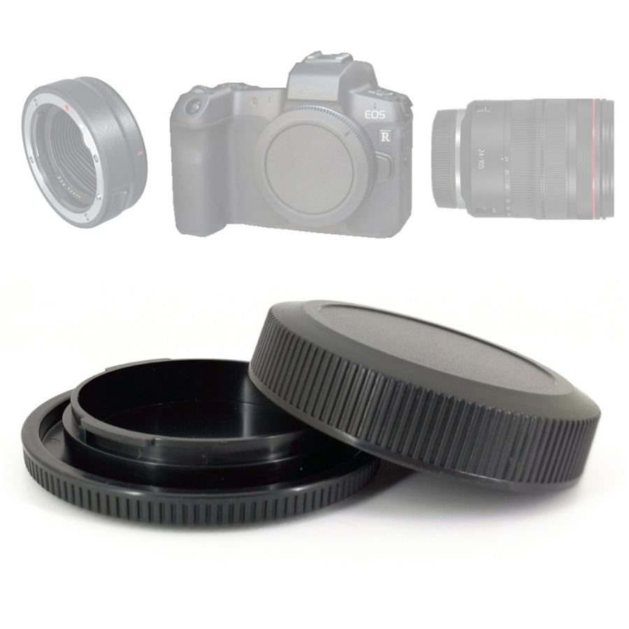 Kit com tampas de proteção (traseira da lente + corpo da câmera) para Canon EOS RF / RF-S