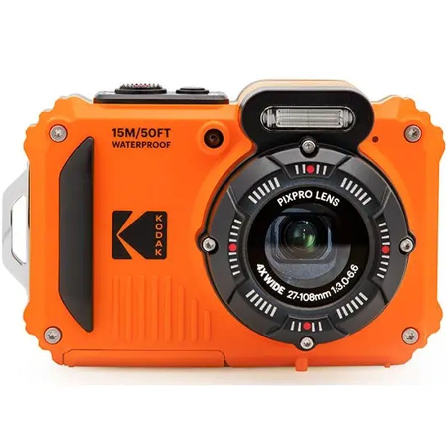 Câmera compacta Kodak PIXPRO WPZ2 à prova d'água (LARANJA) - kit com 2 baterias e cartão de 16GB