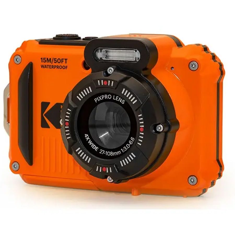 Câmera compacta Kodak PIXPRO WPZ2 à prova d'água (LARANJA) - kit com 2 baterias e cartão de 16GB