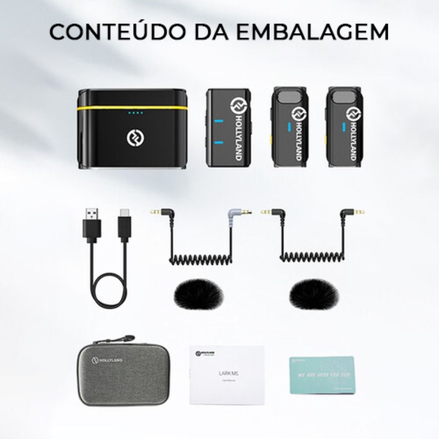 Microfone de lapela sem fio Hollyland Lark M1 Duo (duplo)