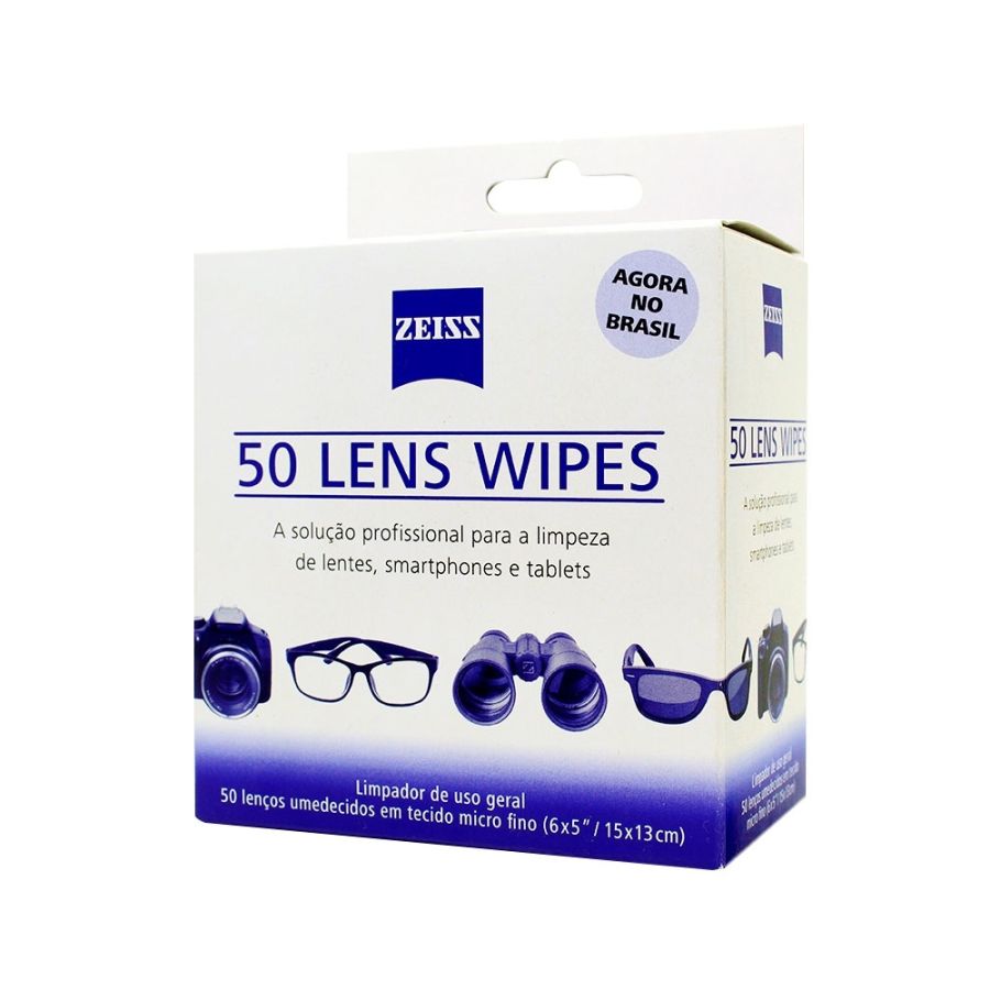 Lenços umedecidos ZEISS Lens Wipes para limpeza óptica geral - 50 un.