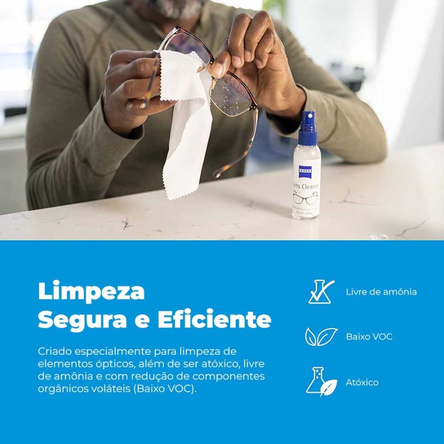 Líquido ZEISS para limpeza óptica com flanela de microfibra (60ml)
