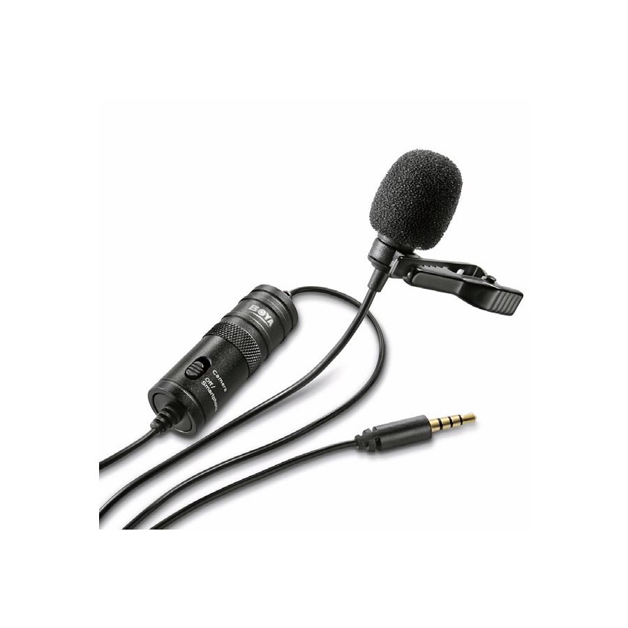 Microfone de lapela Boya BY-M1 para câmeras, smartphones, computadores e gravadores de áudio