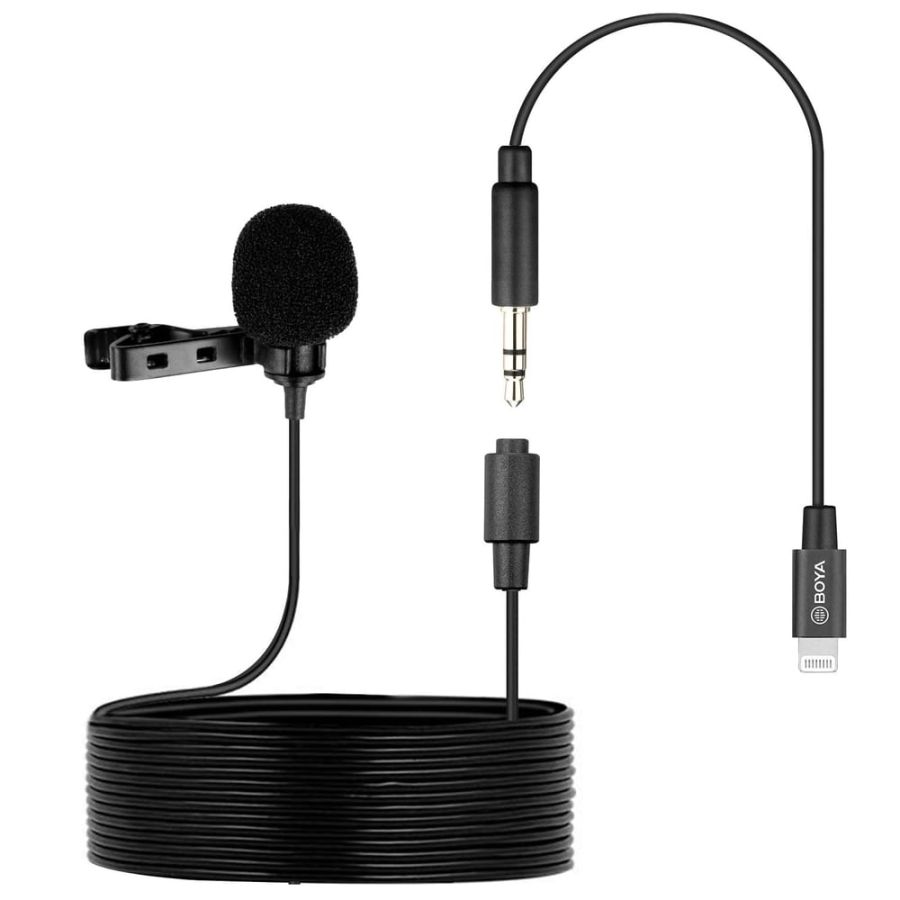 Microfone de lapela Boya BY-M2 para dispositivos iOS com conector lightining