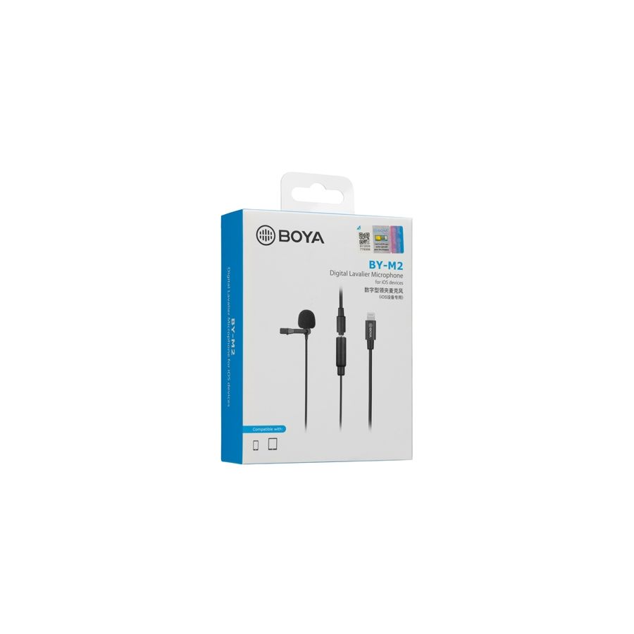 Microfone de lapela Boya BY-M2 para dispositivos iOS com conector lightining