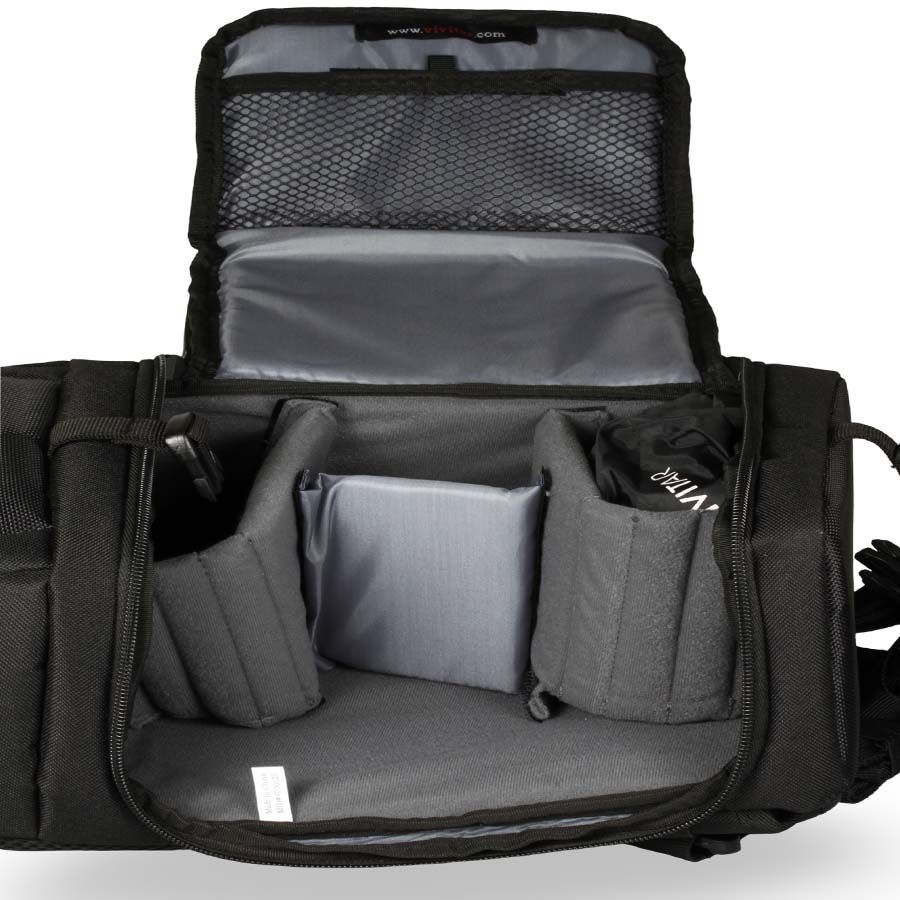 Mochila Vivitar DKS 15 para equipamento fotográfico (Fundo cinza)