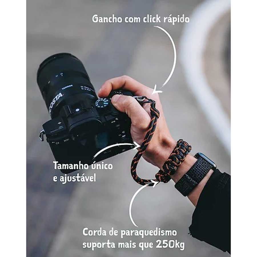 Pulseira Mohave Cord Paracord 550 para câmera fotográfica - Verde Musgo