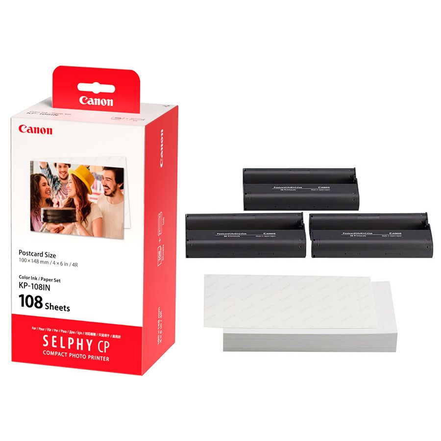 Kit papel e tinta Canon KP-108IN para impressoras SELPHY (108 folhas)