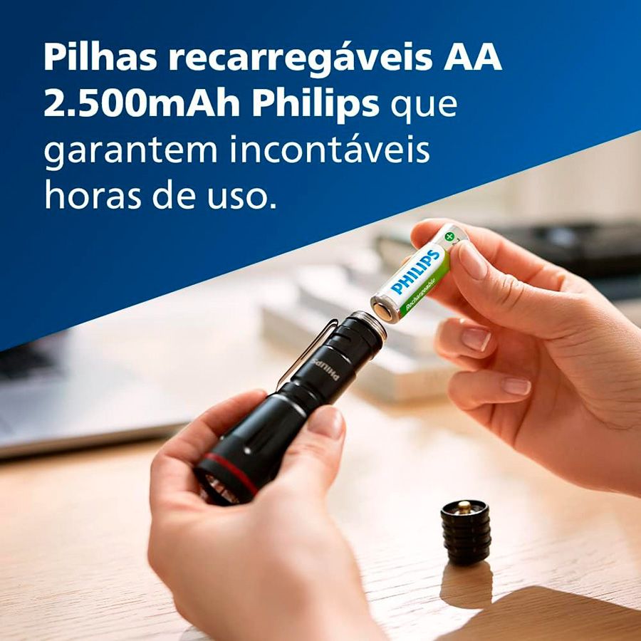 Pilha recarregável Philips AA 2500mAh R6B2RTU25/97 - cartela com 2 unidades