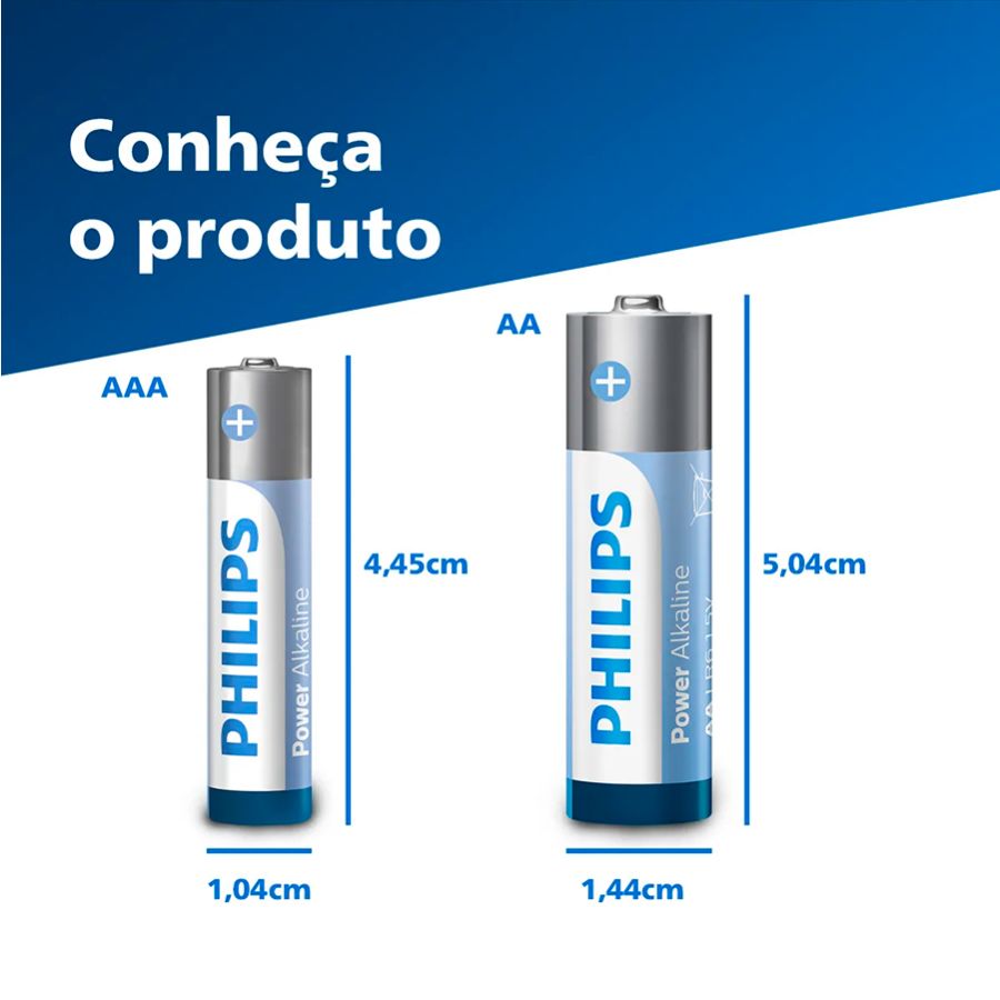 Pilha alcalina Philips AA e AAA LR036P20BP/59 - cartela com 20 unidades
