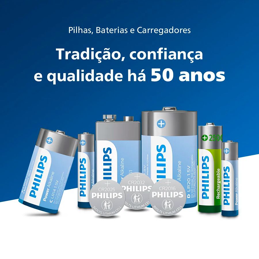 Pilha alcalina Philips AA e AAA LR036P20BP/59 - cartela com 20 unidades