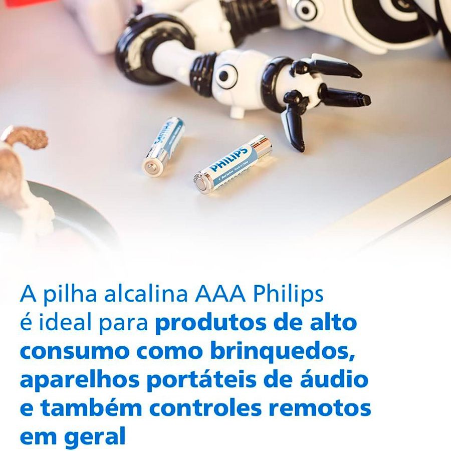 Pilha alcalina Philips AAA LR03P4B/59 - cartela com 4 unidades