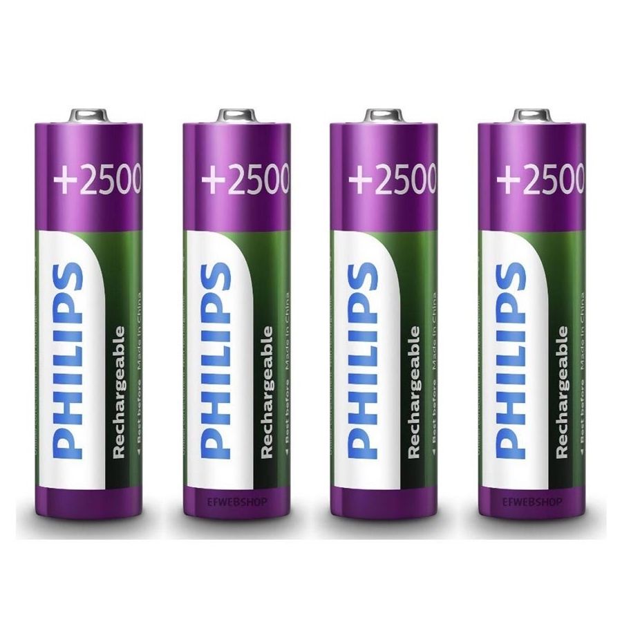 Carregador de pilhas Philips SCB2445NB com 4 pilhas AA 2450mAh