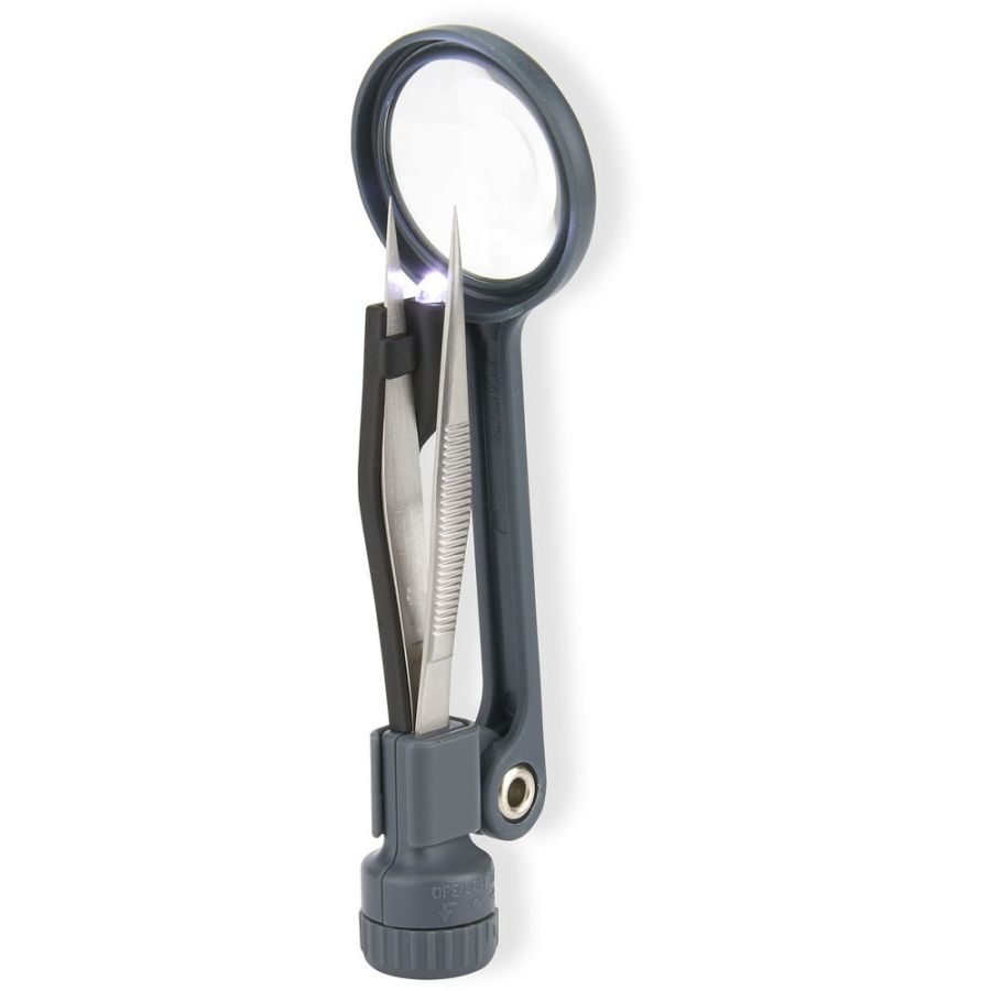 Pinça com lupa Carson MagniGrip MG-88 com LED e ampliação de 4,5x