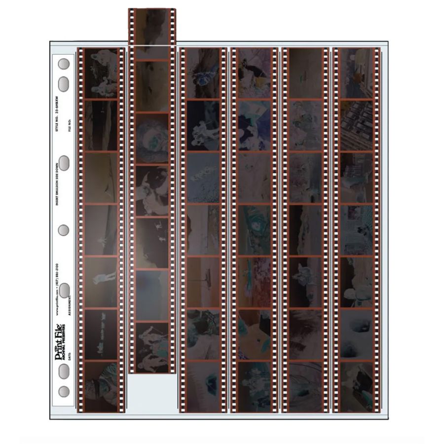 Porta-negativos Print File 35-6HBXW para tiras de filme fotográfico 35mm (1 folha)