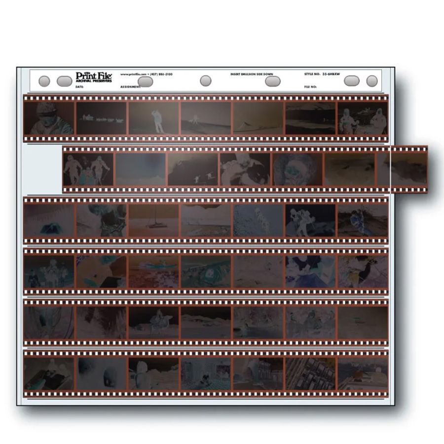 Porta-negativos Print File 35-6HBXW para tiras de filme fotográfico 35mm (1 folha)