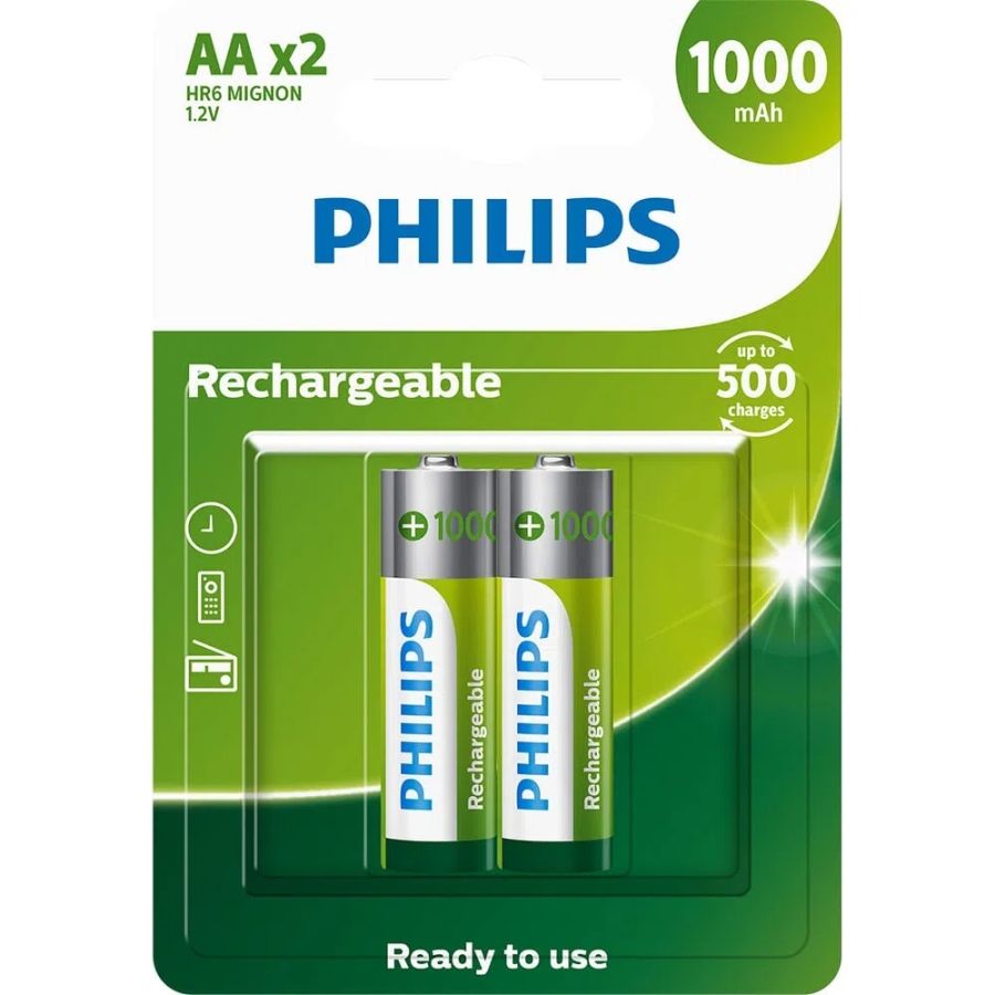 Pilha recarregável Philips AA 2500mAh R6B2RTU25/97 - cartela com 2 unidades