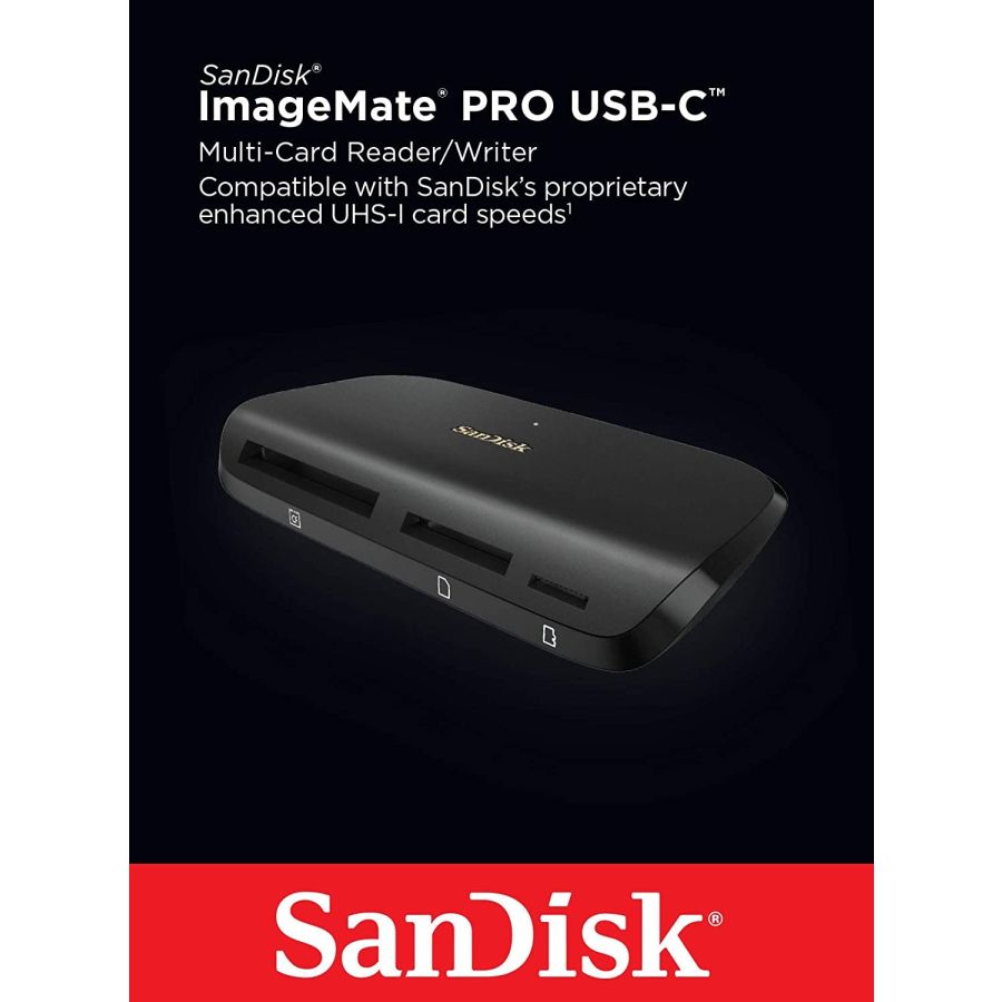 Leitor de cartão de memória microSD, SD e CF SanDisk ImageMate PRO USB-C