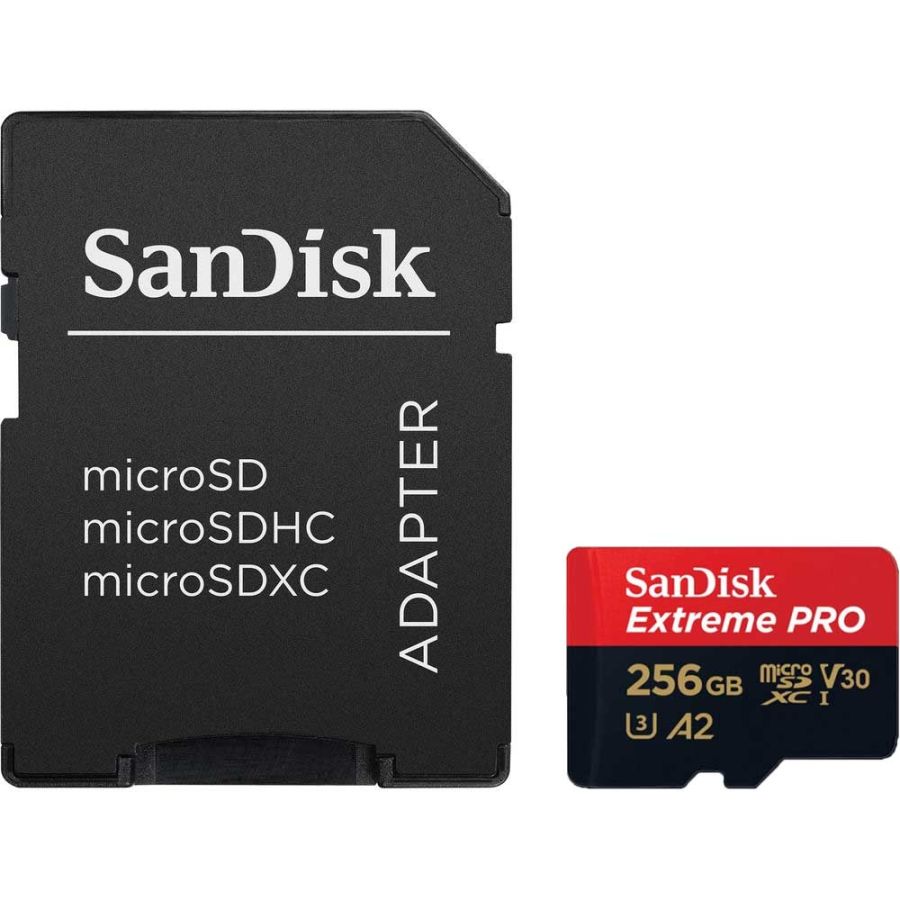 Cartão microSDXC Sandisk UHS-I Extreme PRO 256GB - 200MB/s (com adaptador SD) (v30)