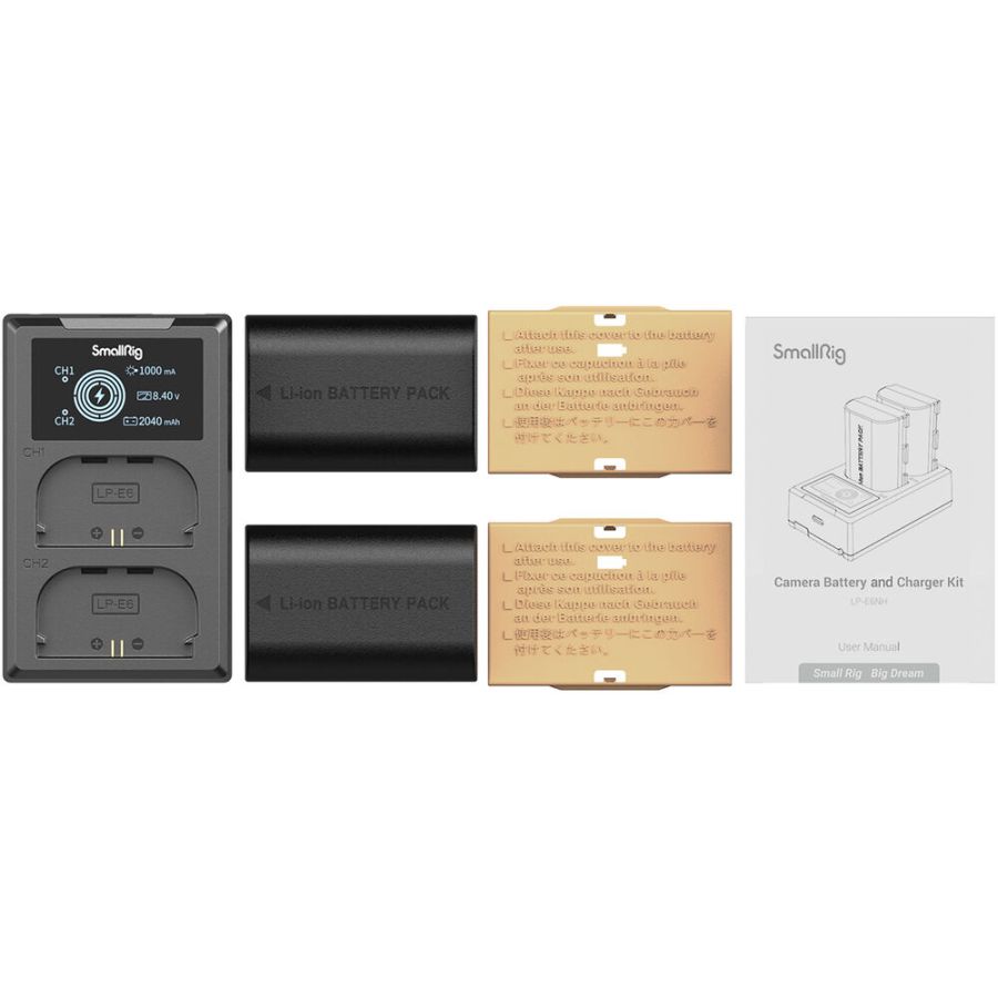 Carregador duplo SmallRig 3821 com duas baterias LP-E6NH