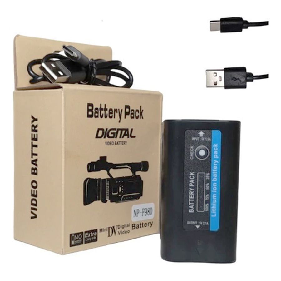 Bateria recarregável Soleste NP-F980 multifuncional com saída USB