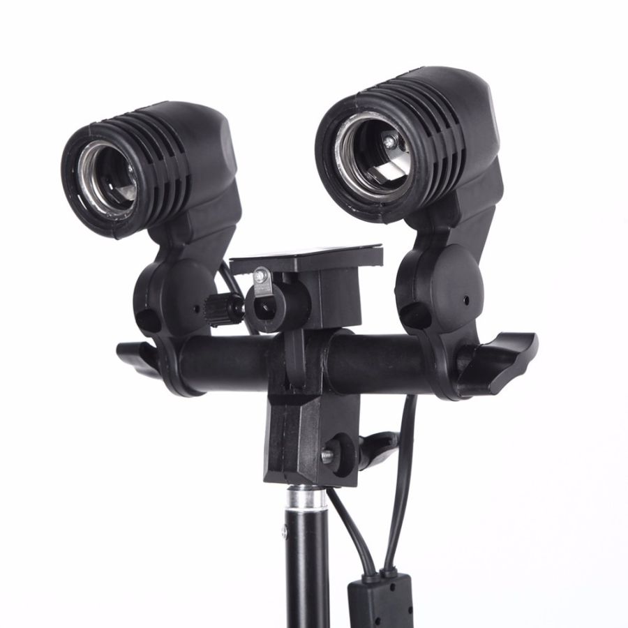 Soquete duplo Greika PK-DE27 para lâmpada E27 com suporte para sombrinha (bivolt)