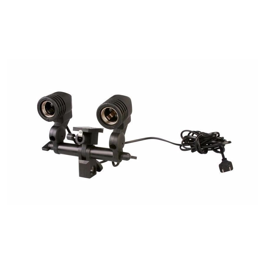 Soquete duplo Greika YL-104 para lâmpada E27 com suporte para sombrinha (bivolt)