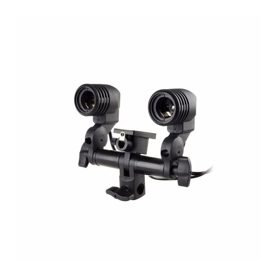 Soquete duplo Greika PK-DE27 para lâmpada E27 com suporte para sombrinha (bivolt)