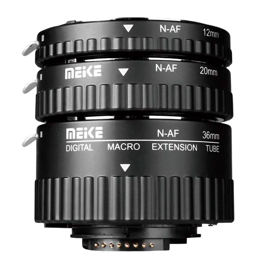 Tubos de extensão Meike MK-N-AF1-B de 12mm, 20mm e 36mm para Nikon F