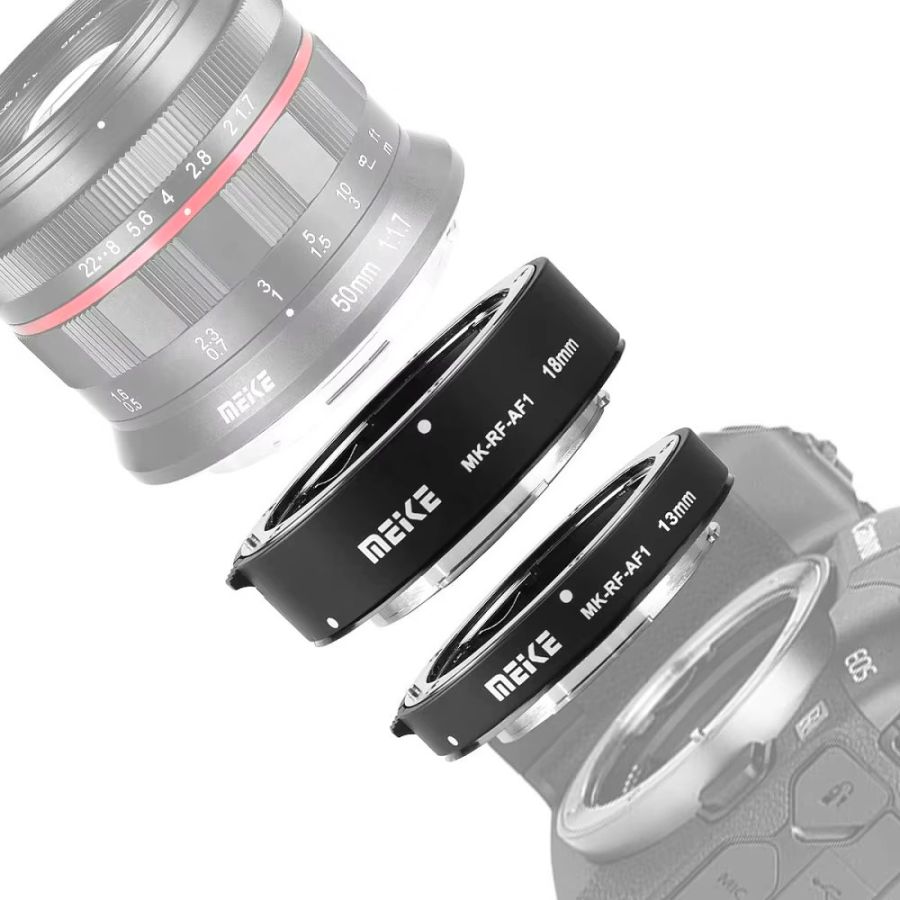 Tubos de extensão Meike MK-RF-AF1 de 13mm e 18mm para Canon RF