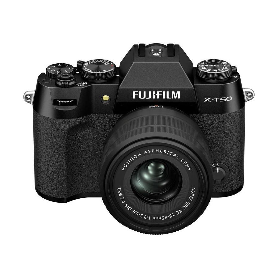 Câmera mirrorless Fujifilm X-T50 com 15-45mm (PRETO)