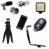 Kit de acessórios 6 em 1 Greika para Live e Vlog com microfone e LED