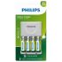 Carregador de pilhas Philips SCB2445NB com 4 pilhas AA 2450mAh