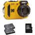 Câmera compacta Kodak PIXPRO WPZ2 à prova d'água (AMARELO) - kit com 2 baterias e cartão de 16GB