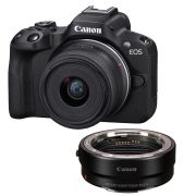 Câmera Canon EOS R50 com RF-S 18-45mm IS STM + Adaptador EF-EOS R