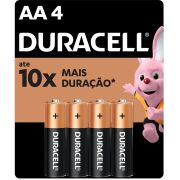 Pilha alcalina Duracell AA MN1500B4 cartela com 4 unidades
